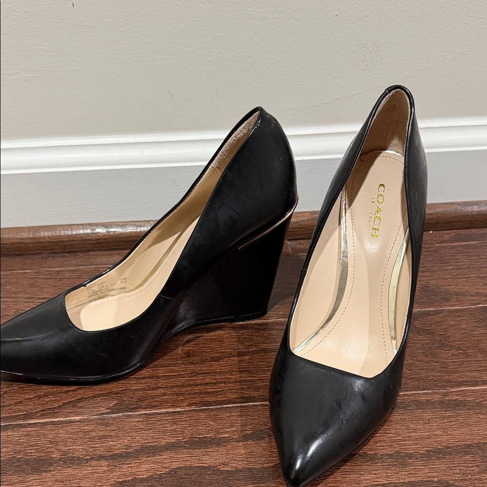 Coach Elegant Black Wedge Heels